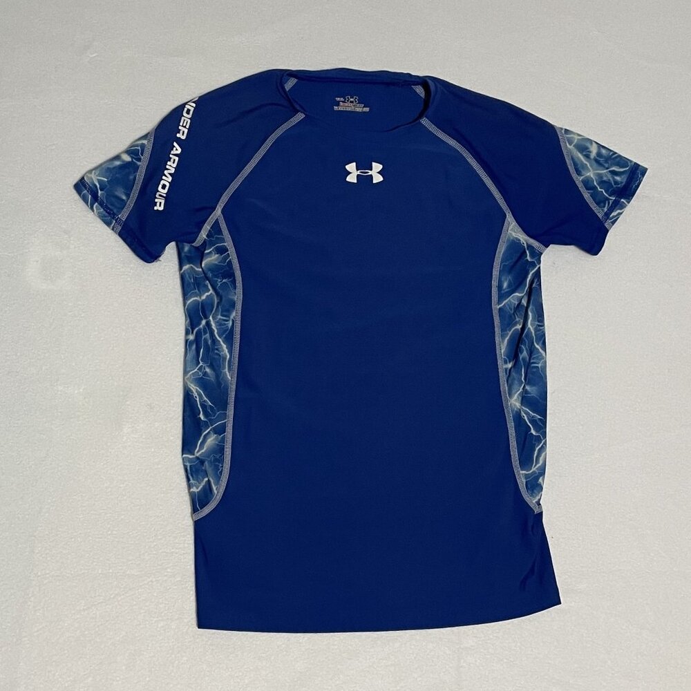 Under Armour Heat Gear Boys Shirt Blue in Color Size YXL
